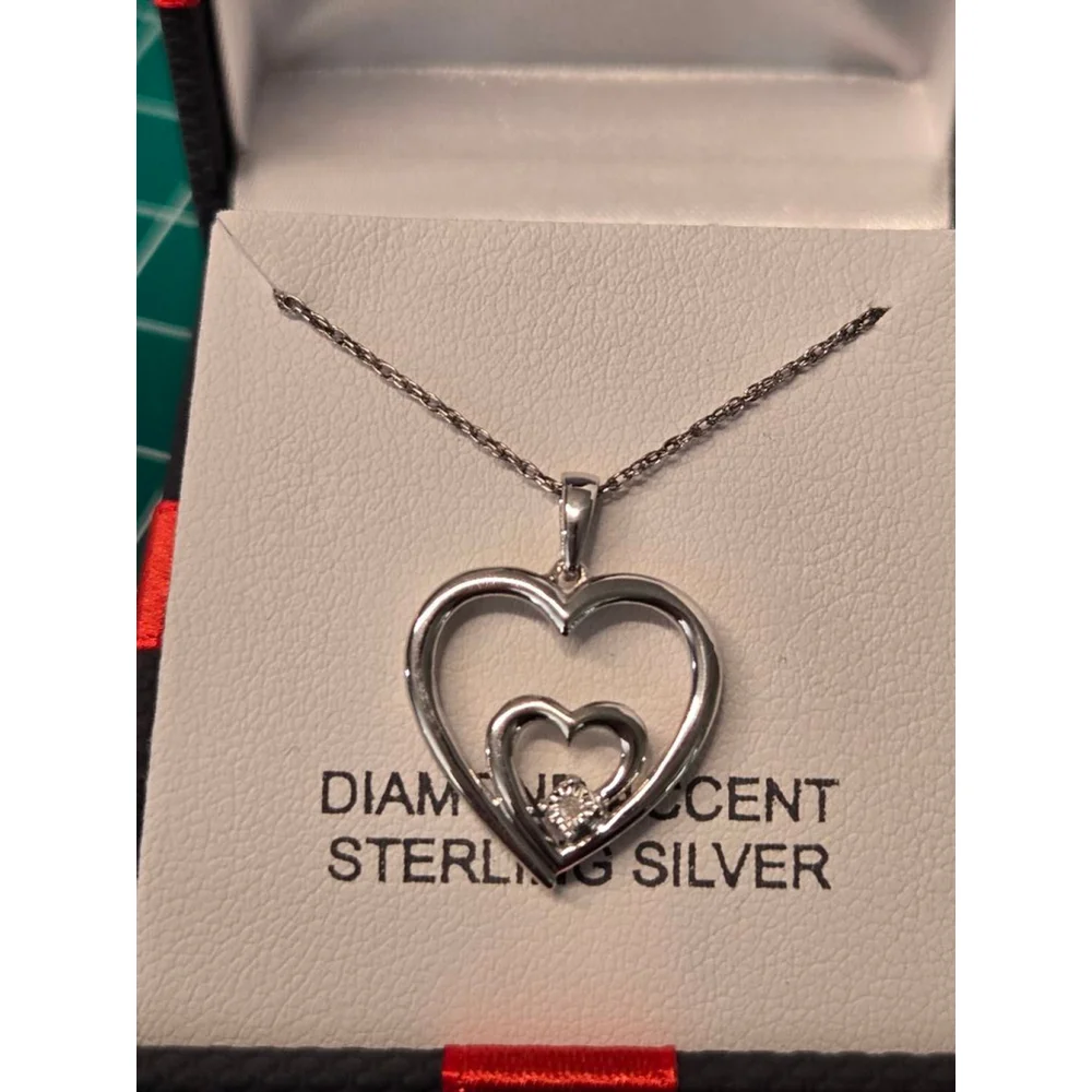 New Necklace sterling silver diamond accent